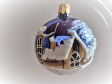 Bauble winter landscape - blue, shiny